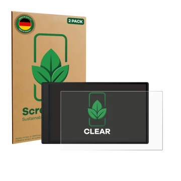 Parte frontale di una confezione del prodotto con il logo del marchio ScreenLeaf. Accanto è raffigurato il dispositivo Garmin 