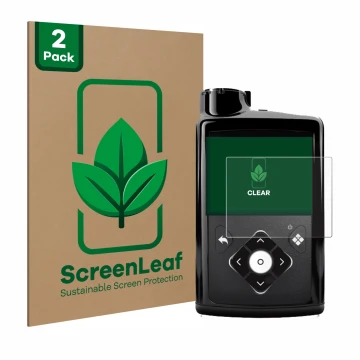 Parte frontale di una confezione del prodotto con il logo del marchio ScreenLeaf. Accanto è raffigurato il dispositivo Medtron