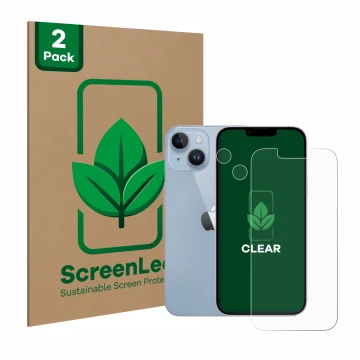 Parte frontale di una confezione del prodotto con il logo del marchio ScreenLeaf. Accanto è raffigurato il dispositivo Apple i