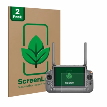 Parte frontale di una confezione del prodotto con il logo del marchio ScreenLeaf. Accanto è raffigurato il dispositivo DJI RC 