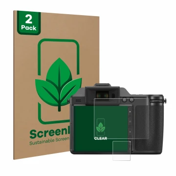Parte frontale di una confezione del prodotto con il logo del marchio ScreenLeaf. Accanto è raffigurato il dispositivo Fujifil