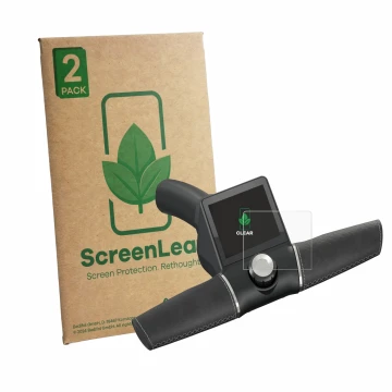 Parte frontale di una confezione del prodotto con il logo del marchio ScreenLeaf. Accanto è raffigurato il dispositivo Motocad
