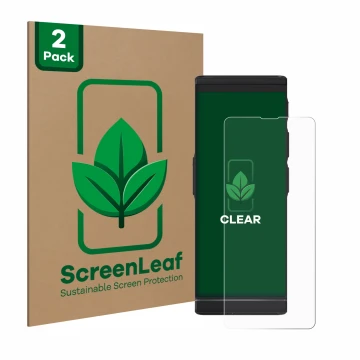 Parte frontale di una confezione del prodotto con il logo del marchio ScreenLeaf. Accanto è raffigurato il dispositivo Vasco T