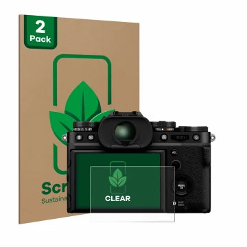 Parte frontale di una confezione del prodotto con il logo del marchio ScreenLeaf. Accanto è raffigurato il dispositivo Fujifil