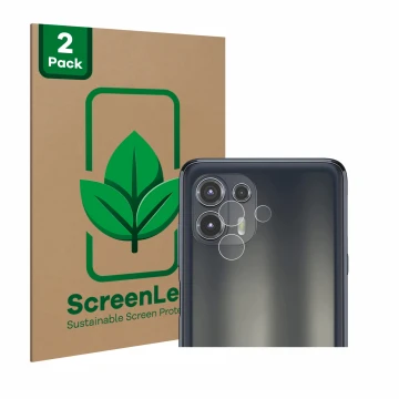 Parte frontale di una confezione del prodotto con il logo del marchio ScreenLeaf. Accanto è raffigurato il dispositivo Motorol