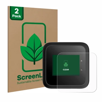 Parte frontale di una confezione del prodotto con il logo del marchio ScreenLeaf. Accanto è raffigurato il dispositivo Netgear