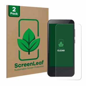 Parte frontale di una confezione del prodotto con il logo del marchio ScreenLeaf. Accanto è raffigurato il dispositivo Omnipod