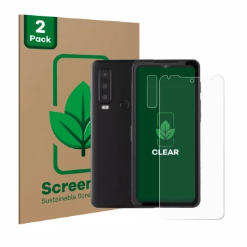 Parte frontale di una confezione del prodotto con il logo del marchio ScreenLeaf. Accanto è raffigurato il dispositivo Caterpi