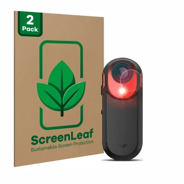 Parte frontale di una confezione del prodotto con il logo del marchio ScreenLeaf. Accanto è raffigurato il dispositivo Garmin 