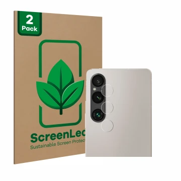 Parte frontale di una confezione del prodotto con il logo del marchio ScreenLeaf. Accanto è raffigurato il dispositivo Sony Xp