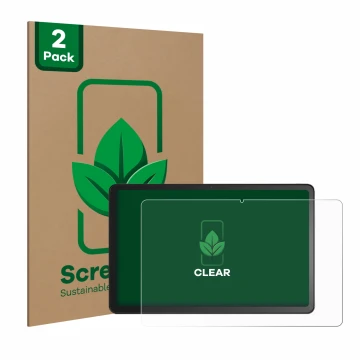Parte frontale di una confezione del prodotto con il logo del marchio ScreenLeaf. Accanto è raffigurato il dispositivo Amazon 