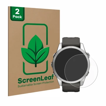 Parte frontale di una confezione del prodotto con il logo del marchio ScreenLeaf. Accanto è raffigurato il dispositivo Garmin 