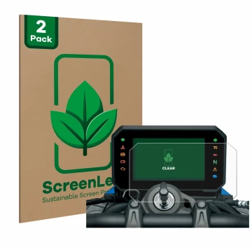 Parte frontale di una confezione del prodotto con il logo del marchio ScreenLeaf. Accanto è raffigurato il dispositivo Suzuki 