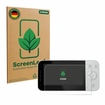 Parte frontale di una confezione del prodotto con il logo del marchio ScreenLeaf. Accanto è raffigurato il dispositivo Philips