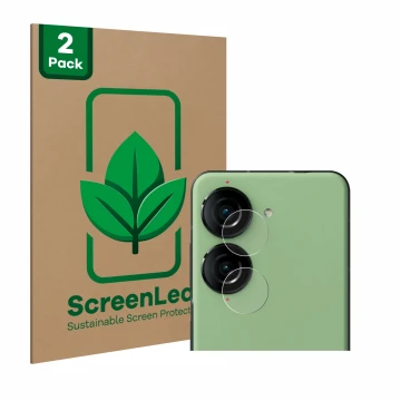 Parte frontale di una confezione del prodotto con il logo del marchio ScreenLeaf. Accanto è raffigurato il dispositivo ASUS Ze