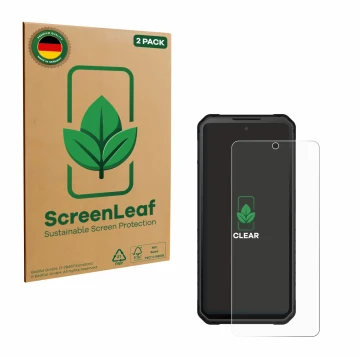 Parte frontale di una confezione del prodotto con il logo del marchio ScreenLeaf. Accanto è raffigurato il dispositivo iiiF150
