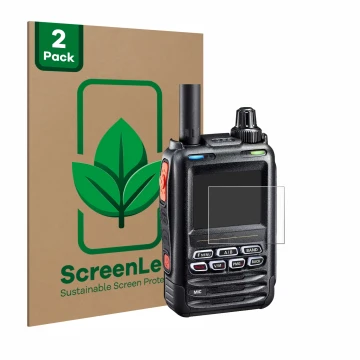 Parte frontale di una confezione del prodotto con il logo del marchio ScreenLeaf. Accanto è raffigurato il dispositivo Yaesu F