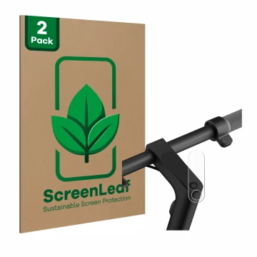 Parte frontale di una confezione del prodotto con il logo del marchio ScreenLeaf. Accanto è raffigurato il dispositivo Xiaomi 