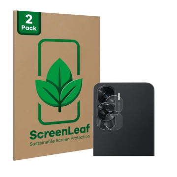 Parte frontale di una confezione del prodotto con il logo del marchio ScreenLeaf. Accanto è raffigurato il dispositivo Honor 9