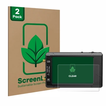 Parte frontale di una confezione del prodotto con il logo del marchio ScreenLeaf. Accanto è raffigurato il dispositivo tinySA 
