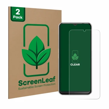 Parte frontale di una confezione del prodotto con il logo del marchio ScreenLeaf. Accanto è raffigurato il dispositivo Emporia