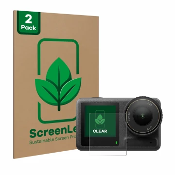 Parte frontale di una confezione del prodotto con il logo del marchio ScreenLeaf. Accanto è raffigurato il dispositivo DJI Osm