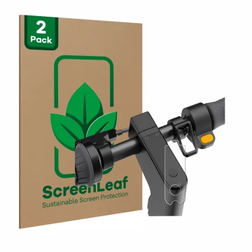 Parte frontale di una confezione del prodotto con il logo del marchio ScreenLeaf. Accanto è raffigurato il dispositivo Segway 