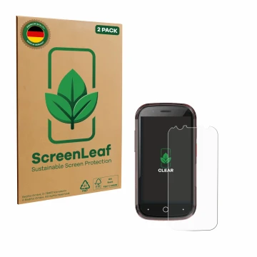Parte frontale di una confezione del prodotto con il logo del marchio ScreenLeaf. Accanto è raffigurato il dispositivo Unihert