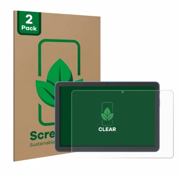 Parte frontale di una confezione del prodotto con il logo del marchio ScreenLeaf. Accanto è raffigurato il dispositivo Amazon 