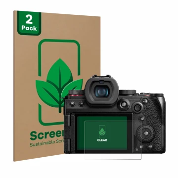 Parte frontale di una confezione del prodotto con il logo del marchio ScreenLeaf. Accanto è raffigurato il dispositivo Panason