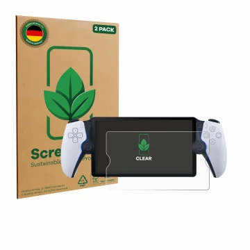 Parte frontale di una confezione del prodotto con il logo del marchio ScreenLeaf. Accanto è raffigurato il dispositivo Sony Pl