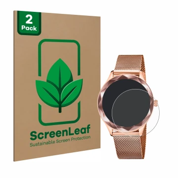 Parte frontale di una confezione del prodotto con il logo del marchio ScreenLeaf. Accanto è raffigurato il dispositivo Lotus S