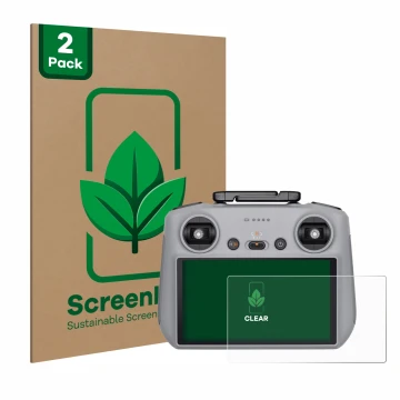 Parte frontale di una confezione del prodotto con il logo del marchio ScreenLeaf. Accanto è raffigurato il dispositivo DJI RC 