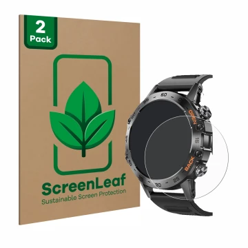 Parte frontale di una confezione del prodotto con il logo del marchio ScreenLeaf. Accanto è raffigurato il dispositivo Lemfo S