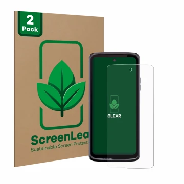 Parte frontale di una confezione del prodotto con il logo del marchio ScreenLeaf. Accanto è raffigurato il dispositivo Crossca