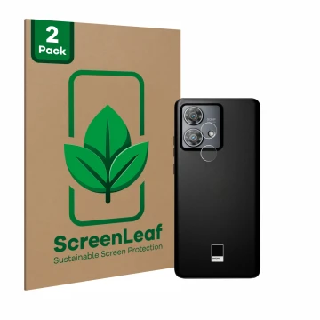 Parte frontale di una confezione del prodotto con il logo del marchio ScreenLeaf. Accanto è raffigurato il dispositivo Motorol