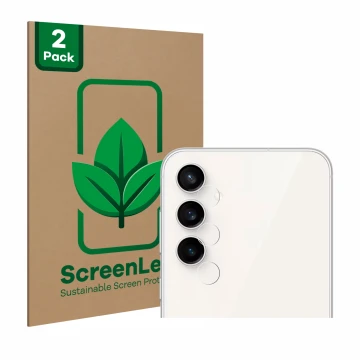 Parte frontale di una confezione del prodotto con il logo del marchio ScreenLeaf. Accanto è raffigurato il dispositivo Samsung
