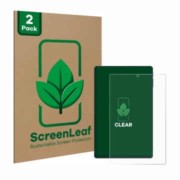Parte frontale di una confezione del prodotto con il logo del marchio ScreenLeaf. Accanto è raffigurato il dispositivo Simplor