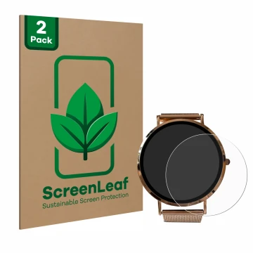 Parte frontale di una confezione del prodotto con il logo del marchio ScreenLeaf. Accanto è raffigurato il dispositivo Micento