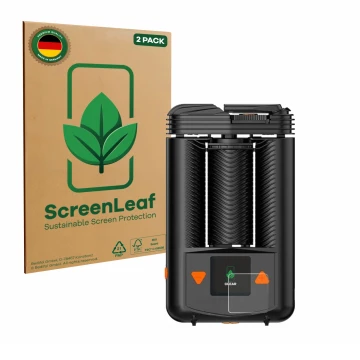 Parte frontale di una confezione del prodotto con il logo del marchio ScreenLeaf. Accanto è raffigurato il dispositivo Storz &