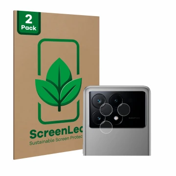 Parte frontale di una confezione del prodotto con il logo del marchio ScreenLeaf. Accanto è raffigurato il dispositivo Xiaomi 