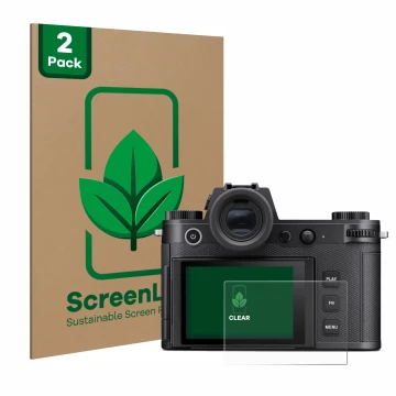 Parte frontale di una confezione del prodotto con il logo del marchio ScreenLeaf. Accanto è raffigurato il dispositivo Leica S
