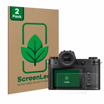 Parte frontale di una confezione del prodotto con il logo del marchio ScreenLeaf. Accanto è raffigurato il dispositivo Leica S