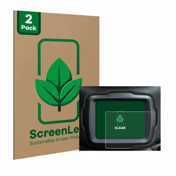 Parte frontale di una confezione del prodotto con il logo del marchio ScreenLeaf. Accanto è raffigurato il dispositivo Jeep Re