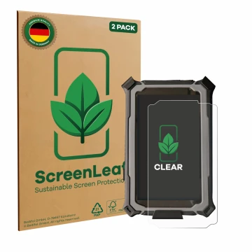 Parte frontale di una confezione del prodotto con il logo del marchio ScreenLeaf. Accanto è raffigurato il dispositivo Carpe I