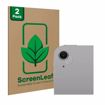 Parte frontale di una confezione del prodotto con il logo del marchio ScreenLeaf. Accanto è raffigurato il dispositivo Apple i