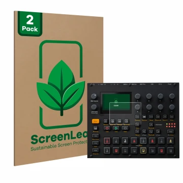 Parte frontale di una confezione del prodotto con il logo del marchio ScreenLeaf. Accanto è raffigurato il dispositivo Elektro