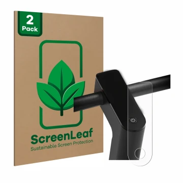 Parte frontale di una confezione del prodotto con il logo del marchio ScreenLeaf. Accanto è raffigurato il dispositivo Xiaomi 