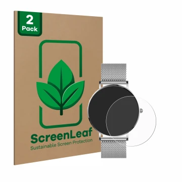 Parte frontale di una confezione del prodotto con il logo del marchio ScreenLeaf. Accanto è raffigurato il dispositivo Watcho 