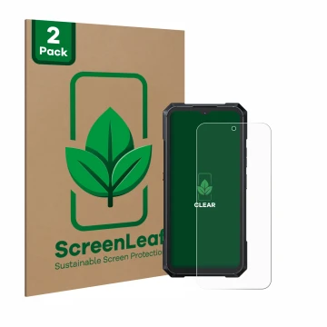 Parte frontale di una confezione del prodotto con il logo del marchio ScreenLeaf. Accanto è raffigurato il dispositivo Cubot K